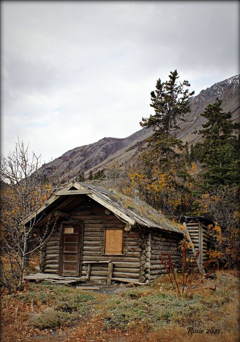 Old cabin on Slim's Creek - Yukon Territories Storage Backyard, Old Log Cabin, Rustic Shed, Wood Cottage, Old Cabins, Old Cabin, Little Cabin In The Woods, Cabin In The Mountains, Wilde Westen