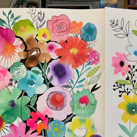 Beth Nadler on Instagram: "Left, right or both?  I love these two together!! What do you think? #watercolors #watercolorflowers #flowers #flowerart #paintingsofinstagram #bethnadlerart #mixedmediapainting #artworkofinstagram #todaysart #contemporarypainting" Sketchbook Illustration, Watercolor Sketchbook, Mixed Media Painting, Art Paint, Contemporary Paintings, Watercolor Flowers, Flower Art, Art Journal, You Think