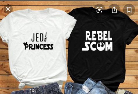 Disney Shirts For Couples, Princess Leia And Han Solo, Disney Honeymoon Shirts, Leia And Han, Jedi Princess, Shirts For Couples, Disney Honeymoon, Disney Couple, Disney Couple Shirts