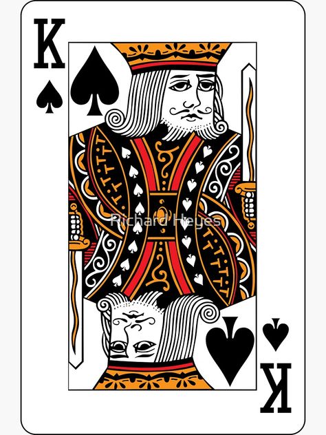 "King of Spades" Sticker for Sale by Richard Heyes | Redbubble King Of Spades Card, Playing Card Crafts, Court Cards, King Card, King Of Spades, Graffiti Tattoo, Card Tattoo, Card Tricks, Card Crafts