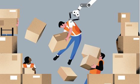 Workers’ rights? Bosses don’t care – soon they’ll only need robots John Harris, Future Of Work, Workers Rights, Editorial Illustration, The Guardian, Tech Companies, Editorial, Career, Mario Characters