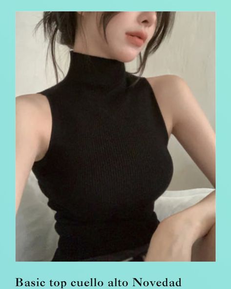 Sleeveless Turtleneck Top, Sleeveless Turtleneck, High Neck Tank, Ribbed Turtleneck, Summer Tank Tops, Turtle Neck Top, Sleeveless Vest, Knit Fashion, Basic Tops