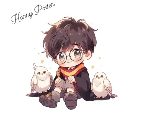 Harry Potter Chibi, Stickers Harry Potter, Harry Potter Phone, Harry Potter Cartoon, Harry Potter Art Drawings, Harry Potter Painting, Harry Potter Nursery, Harry Potter Stickers, Cute Harry Potter