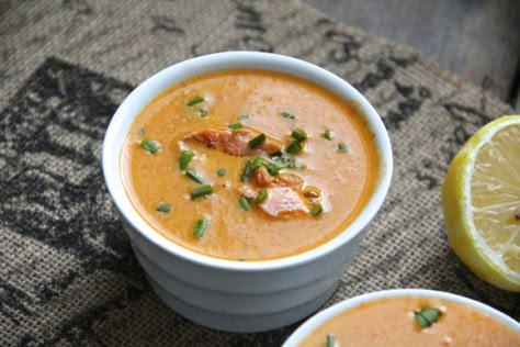 Fish Bisque, Salmon Bisque Recipe, Salmon Bisque, Gf Soup, Bisque Recipes, Alaska Recipes, Soup Bar, Salmon Chowder, Homemade Refried Beans