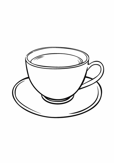 White Drawing, Black And White Drawing, Paper Cup, Art Reference Poses, Tea Cup, Gift Shop, Art Reference, Coloring Pages, Tea Cups