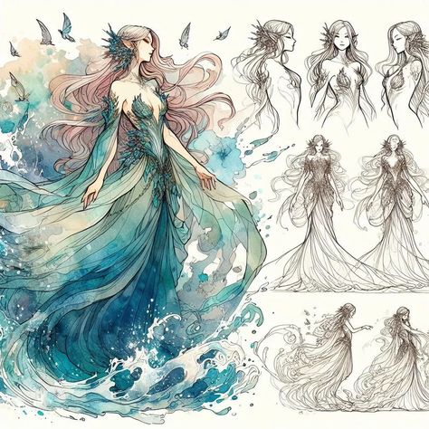 Page 9 - 12: "Dwellers of the Cold Seas" #aiart #aiartcommunity #aiartwork #fantasy #fantasyart #fantasyartwork #sea #mythical #ocean #siren #mermaid #selkie #fieldguide #beastiary #sketch Selkie Character Design, Siren Dnd, Enchantment Wizard, Siren Character Design, Ocean Character Design, Siren Myth, Selkie Aesthetic, Siren Character, Selkie Art