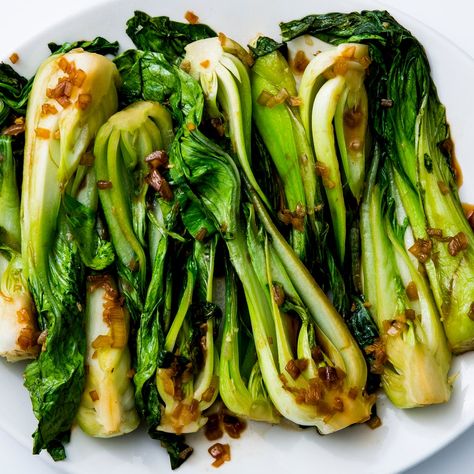 Garlicky Bok Choy Recipe | Bon Appétit Asian Side Dishes, Asian Vegetables, Pak Choi, Green Vegetables, Vegan Dinner Recipes, Veggie Dishes, Vegetable Side Dishes, Vegan Dinners, Vegetable Dishes