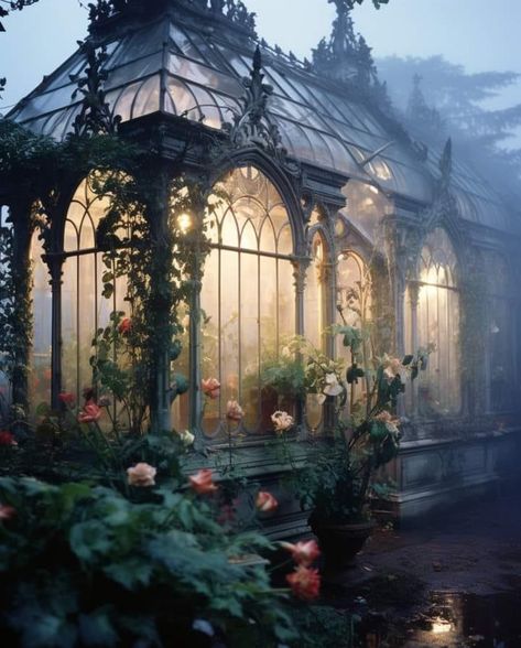 Gothic Plant Aesthetic, Spooky Garden Aesthetic, Greenhouse Witchy, Gothic Greenhouse Aesthetic, Garden Gothic Aesthetic, Gothic Solarium, Gothic Shed, Woodland Goth Aesthetic, Gothic Garden Aesthetic