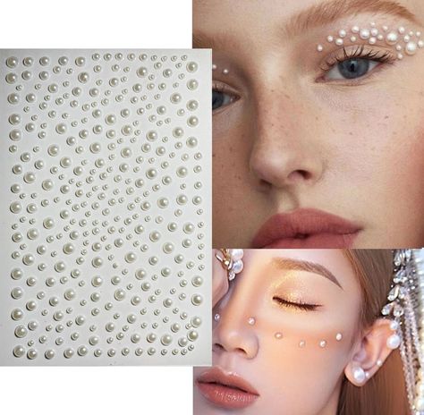 Self Adhesive Face Jewels, Round Pearl Sticker,face Pearls,festival Party Make Up - Etsy Face Gems, Face Jewels, Face Jewellery, Festival Party, Carnival, Festival, Makeup