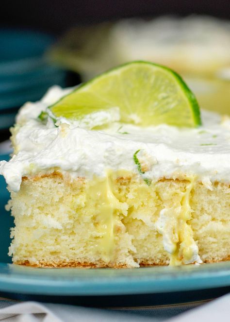 This Key Lime Poke Cake Recipe is so easy to make! The tangy lime flavors and yummy vanilla cake blend together deliciously in this Key Lime Poke Cake Recipe. Key Lime Poke Cake, Key Lime Dessert Recipes, Lime Poke Cake, Pistachio Recipes Desserts, Lime Dessert Recipes, Blueberry Dump Cake Recipes, Key Lime Desserts, Pistachio Dessert, Poke Cake Recipe