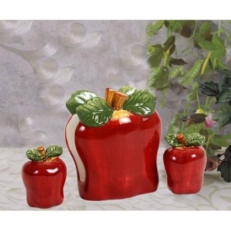 apple kitchen decor | Apple Kitchen Decor | apples Apple Kitchen, Apple Kitchen Decor, Apple Dishes, Kitchen Decor Sets, Ceramic Apple, Apple Decorations, Apple Theme, Tuscan Decorating, Red Kitchen