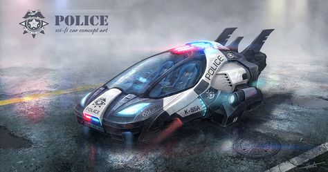 Sci-fi future city -police car, Jina Park on ArtStation at https://www.artstation.com/artwork/X4qeY Hover Car, Cars Art, Futuristic Cars Design, City Vehicles, Starship Design, Spaceship Concept, Flying Car, Spaceship Art, Cyberpunk City