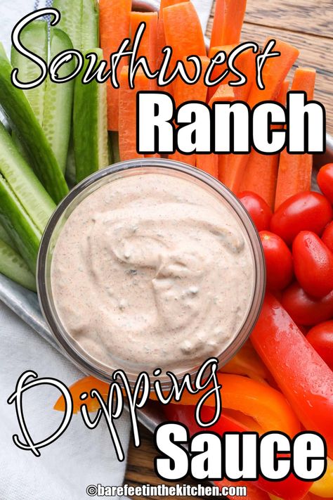 Southwest Ranch Dipping Sauce Ranch Veggie Dip Recipe, Southwest Dip Recipe, Southwest Ranch Dressing Recipe, Southwest Sauce, Veggie Dip Recipe, Southwest Ranch, Ranch Dip Recipe, Ranch Dipping Sauce, Southwestern Recipes