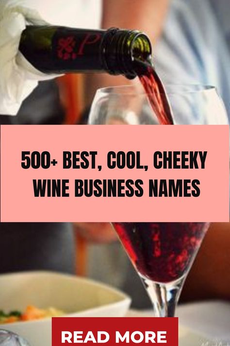 Starting a wine business is an exciting venture. Whether you’re opening a winery, a wine bar, or launching a new wine label, choosing the right name is crucial. A well-chosen name can set the tone Wine Bar Names Ideas, Wine Bar Business, Wine Boutique Shops, Winery Business, Backyard Vineyard, Group Chat Names, Wine Business, Shop Name Ideas, Wine Names