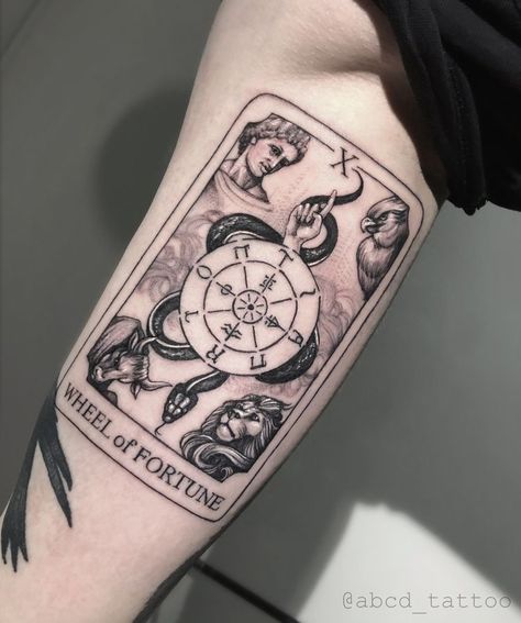 Think Tattoo, Tarot Tattoo, Tarot Card Tattoo, Wicked Tattoos, Biomechanical Tattoo, Card Tattoo, Dream Tattoos, Wheel Of Fortune