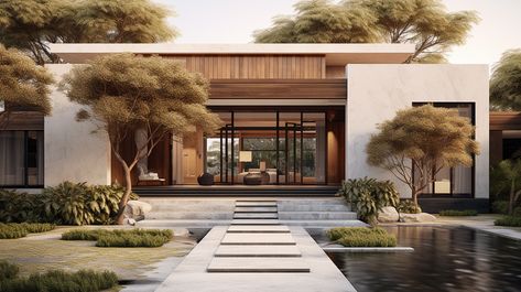 Japandi Style Exterior & Interior Visualization - AI Exterior Japandi House, Japandi Style House Exterior, Modern Japandi House Exterior, Japandi House Plan, Japandi Home Exterior, Modern Japandi House, Japandi Exterior House, Minimalist Japanese House Exterior, Japandi Facade