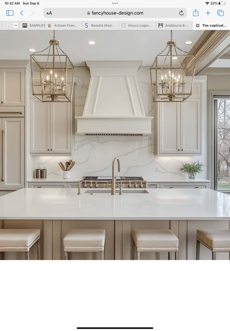 Black And Ivory Kitchen Cabinets, Newcastle Design Kitchens, White Kitchen With Brick, Windows On Side Of Range, Oven Hood Vaulted Ceiling, Black And Taupe Kitchen, Kitchen With Cafe Appliances, Matte White Cafe Appliances Kitchen, Classic Traditional Kitchen Design