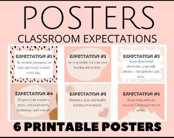 LSDesigns479 - Etsy High School Classroom Expectations, Classroom Expectations Highschool, Neutral Classroom Decor Middle School, Classroom Expectations Poster, Class Expectations, Neutral Classroom, Neutral Classroom Decor, Classroom Decor Middle, Middle School Classroom Decor