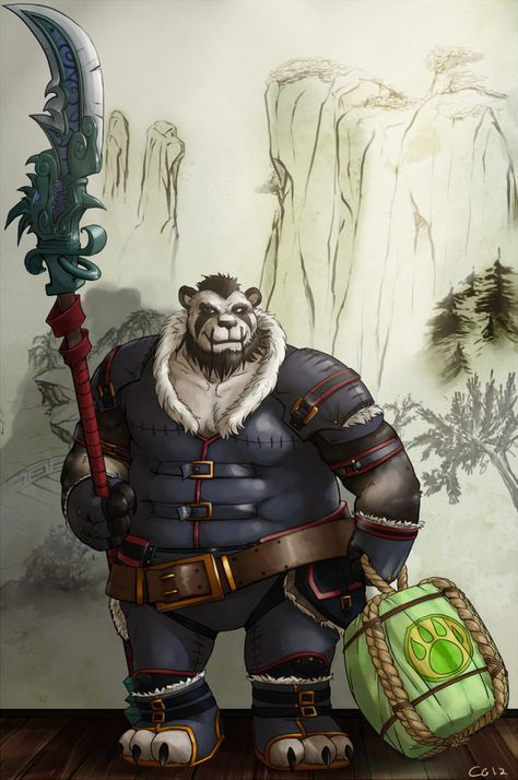 Pandaren Monk, Panda Sketch, World Of Warcraft Characters, Warcraft Characters, Warcraft Art, Monkey Art, Panda Art, Creature Drawings, Undertale Cute