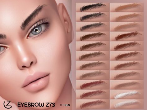 The Sims Resource - EYEBROW Z73 Black Brows, Sims 4 Cc Makeup, Eyebrow Piercing, Sims 1, Cc Sims, Sims 4 Cc, Maxis Match, Eyebrow Makeup, The Sims Resource