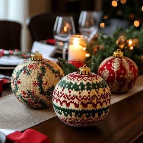 Lady decorates Styrofoam ball with old sweater pieces. Never thought of this DIY! Christmas Crafts With Styrofoam Balls, Styrofoam Christmas Crafts, Styrofoam Ball Crafts Christmas Diy, Christmas Tree Balls Diy, Sequin Ornaments Diy Styrofoam Ball, Styrofoam Ball Crafts Christmas, Styrofoam Ball Ornaments, Polystyrene Balls Craft, Old Sweater Diy