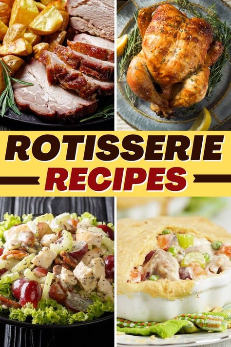 These rotisserie recipes are so good and go well beyond chicken! From lamb to turkey to pork loin, there are plenty of meats you can cook on a rotisserie. Rotisserie Oven Recipes, Rotisserie Basket Recipes, Rotisserie Pork Loin Recipes, Ronco Rotisserie Recipes, Lamb Rotisserie Recipe, Rotisserie Recipes Countertop, Rotisserie Pork Loin, Air Fryer Rotisserie Pork Loin, Rotisserie Recipes