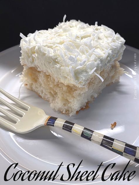 Coconut Sheet Cake, White Almond Cakes, Coconut Sheet Cakes, Coconut Poke Cakes, Coconut Cream Cheese Frosting, Cake Mix Ingredients, Lemon Blueberry Muffins, Bacon Egg And Cheese, Sheet Cake Recipes