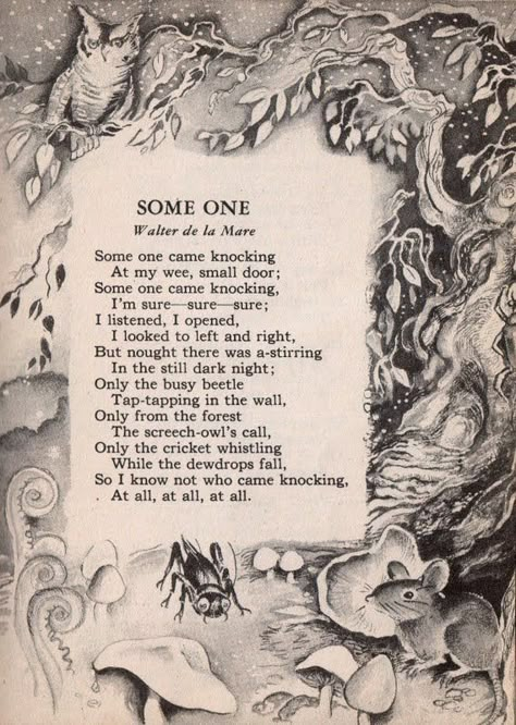 "Some One," my favorite spooky poem when I was a kid Fairy Poems, Poems For Boys, Nursery Rhymes Poems, Autumn Poems, Childrens Poems, Poetry Lovers, Childrens Poetry, Kids Poems, Poem Quotes