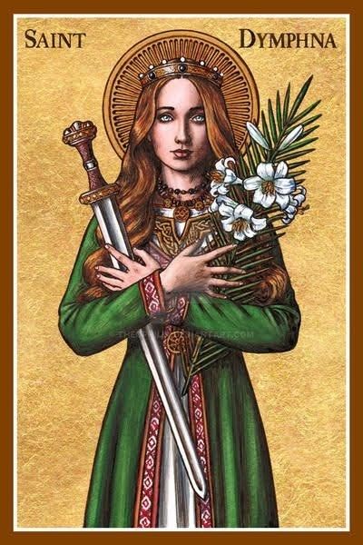 Saint Dymphna, Green Kaftan, Reconstructed Clothing, Christ Pantocrator, Irish Clothing, Traditional Catholicism, St Dymphna, Mother Died, Palm Branch