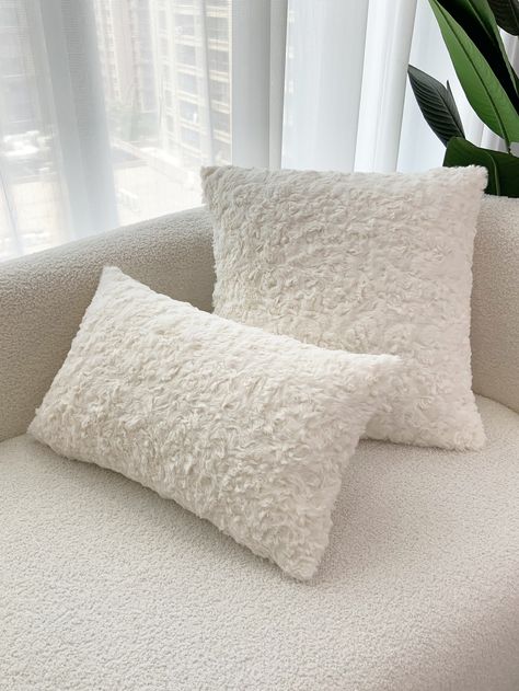 White Simple Collar  Fabric Plain Pillowcases Embellished   Home Textile Stockholm Bedroom, Aesthetic Pillows, Pillows Bed, Trendy Pillow, Plain Cushions, Couch Fabric, Pillow Decor, Cozy Pillow, Table Sofa