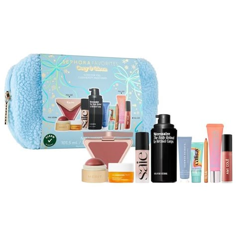 Cozy and Clean Makeup and Skincare Set - Sephora Favorites | Sephora Sephora Gift Sets, Lip Booster, Sephora Holiday, Holiday Cleaning, Sephora Favorites, Hydrating Lipstick, Xmas 2024, Wishlist 2024, Sephora Beauty