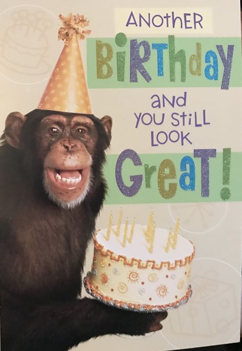 Funny Happy Birthday Wishes Funny Happy Birthday Wishes For Men, Monkey Birthday Card, Happy Birthday Sister Funny, Happy Blessed Birthday, Birthday Monkey, Happy Birthday Black, Funny Happy Birthday Wishes, Happy 7th Birthday, Monkey Birthday