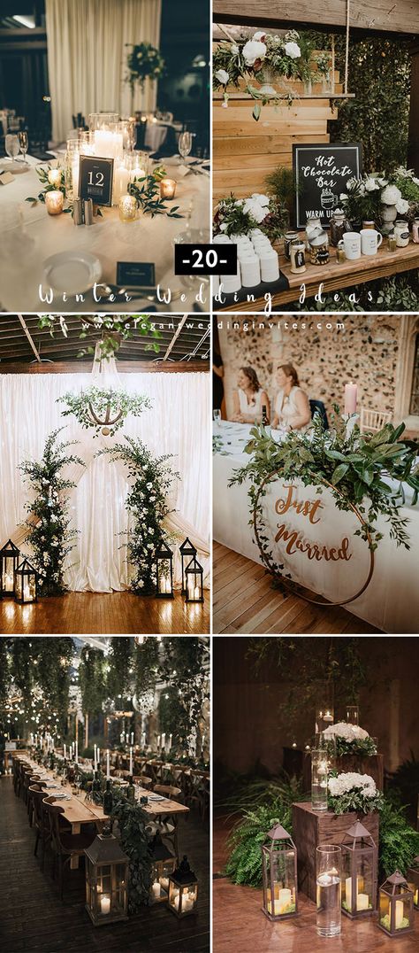 Leafy Green Wedding Decor, Modern Cozy Wedding, Candle Runner Wedding, Affordable Wedding Table Centerpieces, Winter Wedding Alter Decor, Different Wedding Aesthetic Ideas, Wedding Design Ideas Decor, Winter Wedding Mistletoe, January Wedding Decor