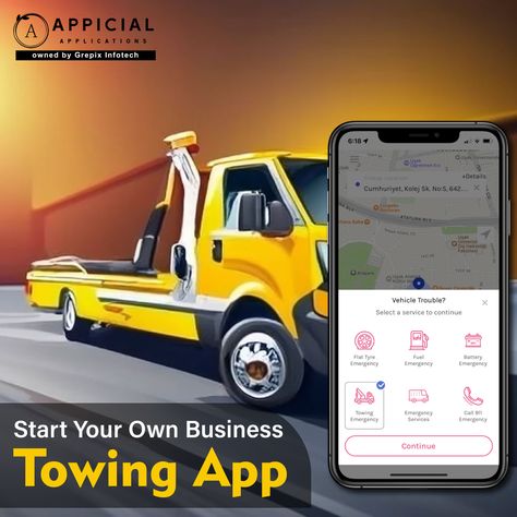 Want to create your own business in roadside assistance? Join hands with a dominant on-demand roadside app to establish a marketplace for tow trucks. Appicial can aid you by developing a ready-to-use towing app for your business. Book a demo today! https://bit.ly/2SVBq5R #roadsideassistanceapp #towingservices #businessideas #appdevelopment #appicial #towingapp #development #mobileappdevelopment Tow Truck Business, Ecommerce Mobile App, Driver App, Make A Mobile, E-commerce App, Tow Truck Driver, Towing Company, Taxi App, Food Delivery App