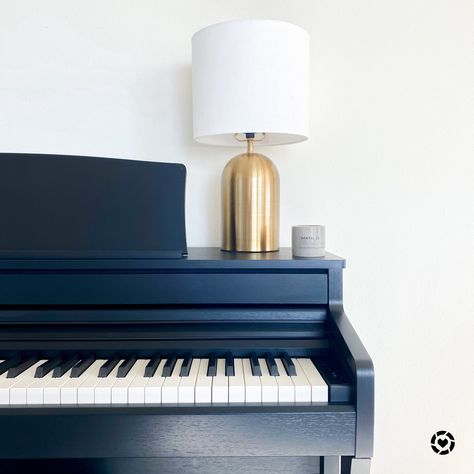 Digital piano decor // @liketoknowit @kawaipianos @target #ltkhome #piano #livingroomdecor #livingroomideas Digital Piano In Living Room, Digital Piano Decor, Piano Room Decor, Piano Living Rooms, Piano Decor, Lamp Gold, Piano Room, Board Decoration, Digital Piano