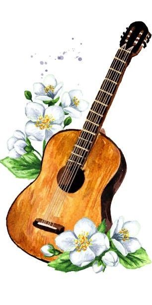 Guitar Painting Ideas, Ukulele Drawing, Ukulele Pictures, Guitar Art Painting, Love Canvas Painting, Guitar Tattoo Design, Musical Instruments Drawing, Guitar Artwork, Guitar Drawing