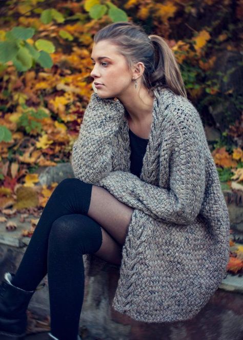 Red knit cardigan