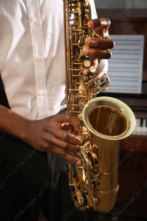 Man Playing Saxophone, Black Saxophone, Muscle Study, Orchestra Performance, Jazz Aesthetic, Playing Saxophone, Logo Moodboard, Fortunate Son, Jazz Saxophone