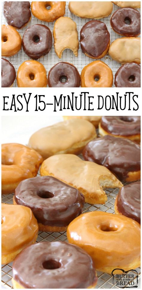 EASY 15-MINUTE DONUTS, 3 RECIPES Doughnut Recipe Easy, Maple Bars, Easy Donut Recipe, Easy Donuts, Homemade Donuts Recipe, Bars Chocolate, Diy Easy Recipes, Nutribullet Recipes, Kids Cooking Recipes