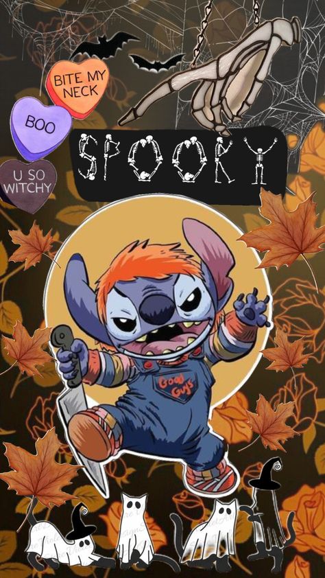 #Halloween wallpaper Lilo And Stitch Fall Wallpaper, Stitch Fall Wallpaper Iphone, Halloween Stitch Disney Wallpaper, Cartoons Wallpaper Aesthetic, Halloween Wallpaper Cute Pumpkin, Iphone Lockscreen Collage, Fall Stitch Wallpaper, Halloween Wallpaper Backgrounds Vintage, Halloween Collage Wallpaper Iphone