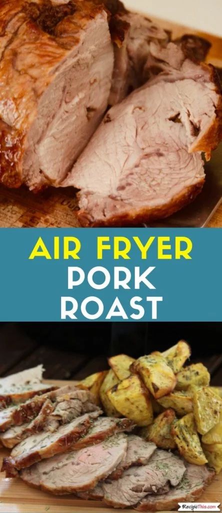 Air Fryer Pork Roast. How to cook pork roast in the air fryer. Including delicious crispy air fryer roasted sweet potatoes. Easy to meal prep and perfect for quick pork roast dinners. #porkroast #airfryerrecipes #airfryer #airfryerpork #airfryerporkroast #roastpork Air Fryer Pork Roast, Roast In The Air Fryer, Slow Cooker Balsamic Chicken, Cooking Pork Roast, Boneless Pork Roast, Roast Dinners, Air Fryer Pork, Potatoes Easy, Roasted Ham