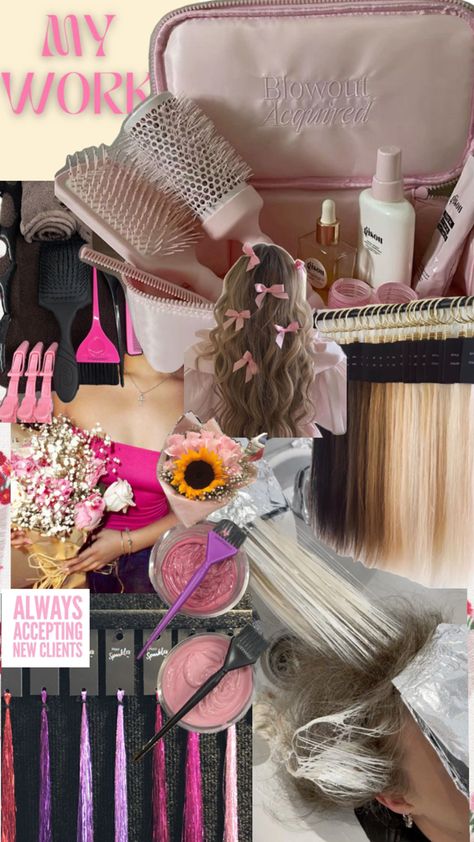 Cosmetology Mood Board, Cosmatolagist Aesthetic Hair, Hairstylist Vision Board, Hair Stylist Aesthetics, Cosmotology Pictures Aesthetic, Cosmetology School Aesthetic, Hairdresser Aesthetic, Cosmetologist Aesthetic, Cosmetology Aesthetic