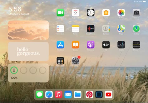 Ipad Homescreen Ideas School, Ipad Homescreen Aesthetic, Ipad Widgets Aesthetic, Ipad Screensaver, Ipad Widgets, Weather Widget, Widgets Aesthetic, Ipad Homescreen, Aesthetic Widgets