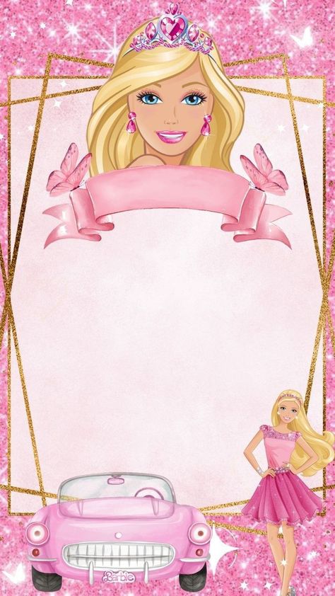 Girls Barbie Birthday Party, Moana Invitation, Barbie Birthday Invitations, Barbie Invitations, Doll Birthday Cake, Disney Barbie Dolls, Barbie Party Decorations, Barbie Birthday Cake, Barbie Theme Party