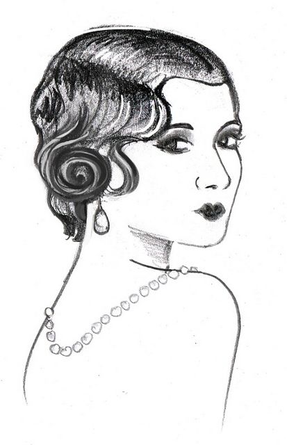 Copy of IMG_0003_atHairstyle03 by atdigit, via Flickr 1920s Woman Drawing, 1920s Sketch, 1920 Drawing, 1920s Drawing, 1920 Hairstyles, 1920’s Makeup, 1920's Hairstyles, Portrait Artists Pencil, Woman Sketch