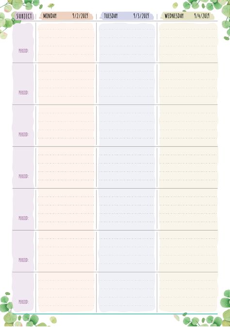 Floral Style Dated Weekly planner template on two pages layout to help teachers create lesson planning for a week. All printable templates are available in A4, A5, Letter, Half letter sizes. Also, you can choose the start and finish dates of the academic year. Sections available in this template: Name of Subject 7 Period sections for every day of the week 5 dotted lines for every period Section for making remarks, notes, comments  #teacherplannerprintable #customteacherplanners #teacherplanner # Weekly Subject Planner, Lesson Planner Template, Lesson Planner Printable, Teacher Lesson Plans Template, Editable Teacher Planner, Template Name, Teacher Planner Templates, Project Planner Printable, Teacher Lesson Planner