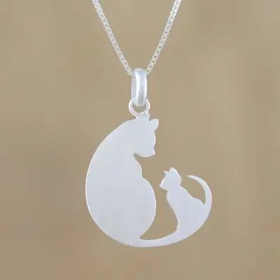 Cat Pendant, Two Cats, Silver Jewels, 14k Gold Necklace, Cat Jewelry, Cat Necklace, Sterling Silver Necklace Pendants, Sea Glass Jewelry, Cat And Dog