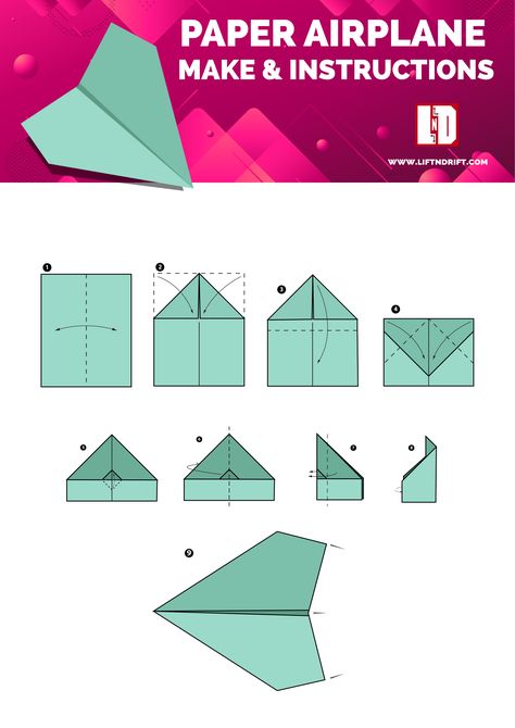 How To Build Paper Airplanes, Mini Paper Airplanes, Cool Easy Paper Airplanes, Paper Airplane Instructions Printable, Long Distance Paper Airplane, Simple Paper Airplanes, Origami Paper Airplane, How To Make Paper Airplanes Step By Step, Easy Paper Airplanes Step By Step