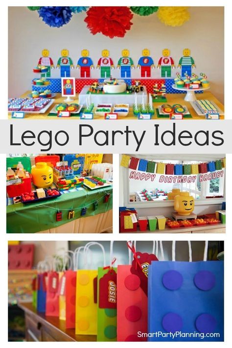 Awesome selection of Lego birthday party ideas that are fun, bright and full of excitement. These parties will provide you with plenty of inspiration for food, decorations and favors that the kids will love. This is a party theme that is great for girls and boys of all ages. 7th Birthday Party For Boys, Lego Party Ideas, Lego Birthday Party Ideas, Lego Party Decorations, Birthday Party Ideas For Boys, Block Birthday Party, Lego Themed Party, 7th Birthday Party Ideas, Lego Decorations