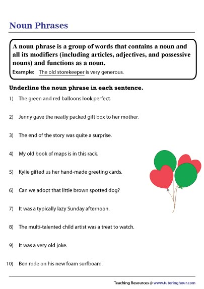 Noun Phrase Worksheet Expanded Noun Phrases Worksheets, Noun Clauses Worksheets, Noun Phrases Worksheets, Morphology Linguistics, Noun Clause, Expanded Noun Phrases, English Questions, Easy Grammar, Ela Worksheets